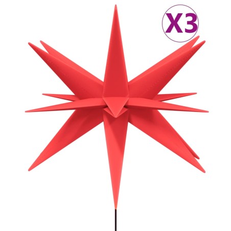 vidaXL Luci di Natale con Picchi e LED 3 pz Pieghevoli Rosse 35 cm