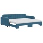 vidaXL Divano Letto Estraibile con Materassi Blu 90x200 cm Velluto vidaXL Divano Letto Estraibile con Materassi Blu 90x200 cm Velluto
