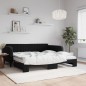 vidaXL Divano Letto Estraibile con Materassi Nero 100x200 cm Velluto vidaXL Divano Letto Estraibile con Materassi Nero 100x200 cm Velluto