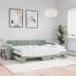 vidaXL Divano Letto Estraibile Materassi Grigio Chiaro 80x200 Velluto vidaXL Divano Letto Estraibile Materassi Grigio Chiaro 80x200 Velluto