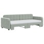 vidaXL Divano Letto Estraibile Materassi Grigio Chiaro 80x200 Velluto vidaXL Divano Letto Estraibile Materassi Grigio Chiaro 80x200 Velluto