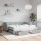vidaXL Divano Letto Estraibile Cassetti Grigio Chiaro 90x190cm Velluto vidaXL Divano Letto Estraibile Cassetti Grigio Chiaro 90x190cm Velluto