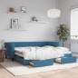 vidaXL Divano Letto Estraibile con Cassetti Blu 90x200 cm in Velluto vidaXL Divano Letto Estraibile con Cassetti Blu 90x200 cm in Velluto