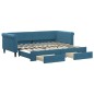 vidaXL Divano Letto Estraibile con Cassetti Blu 90x200 cm in Velluto vidaXL Divano Letto Estraibile con Cassetti Blu 90x200 cm in Velluto