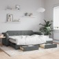 vidaXL Divano Letto Estraibile Cassetti Grigio Scuro 90x190cm Tessuto vidaXL Divano Letto Estraibile Cassetti Grigio Scuro 90x190cm Tessuto