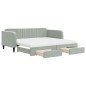 vidaXL Divano Letto Estraibile Cassetti Grigio Chiaro 100x200 Velluto vidaXL Divano Letto Estraibile Cassetti Grigio Chiaro 100x200 Velluto