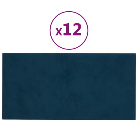 Pannelli Murali 12 pz Blu 60x30 cm in Velluto 2,16 m²