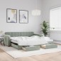 vidaXL Divano Letto Estraibile Cassetti Grigio Chiaro 100x200 Velluto vidaXL Divano Letto Estraibile Cassetti Grigio Chiaro 100x200 Velluto