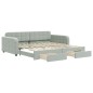 vidaXL Divano Letto Estraibile Cassetti Grigio Chiaro 100x200 Velluto vidaXL Divano Letto Estraibile Cassetti Grigio Chiaro 100x200 Velluto
