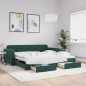vidaXL Divano Letto Estraibile Cassetti Verde Scuro 100x200cm Velluto vidaXL Divano Letto Estraibile Cassetti Verde Scuro 100x200cm Velluto