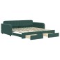 vidaXL Divano Letto Estraibile Cassetti Verde Scuro 100x200cm Velluto vidaXL Divano Letto Estraibile Cassetti Verde Scuro 100x200cm Velluto