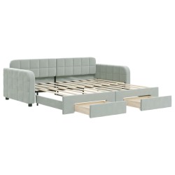 vidaXL Divano Letto Estraibile Cassetti Grigio Chiaro 90x190cm Velluto