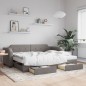vidaXL Divano Letto Estraibile con Cassetti Tortora 100x200 cm Tessuto vidaXL Divano Letto Estraibile con Cassetti Tortora 100x200 cm Tessuto