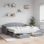 vidaXL Divano Letto Estraibile Cassetti Grigio Chiaro 90x190cm Tessuto vidaXL Divano Letto Estraibile Cassetti Grigio Chiaro 90x190cm Tessuto