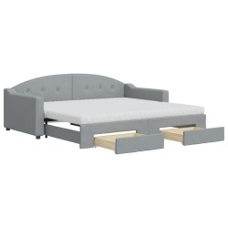 vidaXL Divano Letto Estraibile Cassetti Grigio Chiaro 90x190cm Tessuto