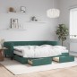 vidaXL Divano Letto Estraibile Cassetti Verde Scuro 90x200cm Velluto vidaXL Divano Letto Estraibile Cassetti Verde Scuro 90x200cm Velluto