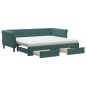 vidaXL Divano Letto Estraibile Cassetti Verde Scuro 90x200cm Velluto vidaXL Divano Letto Estraibile Cassetti Verde Scuro 90x200cm Velluto