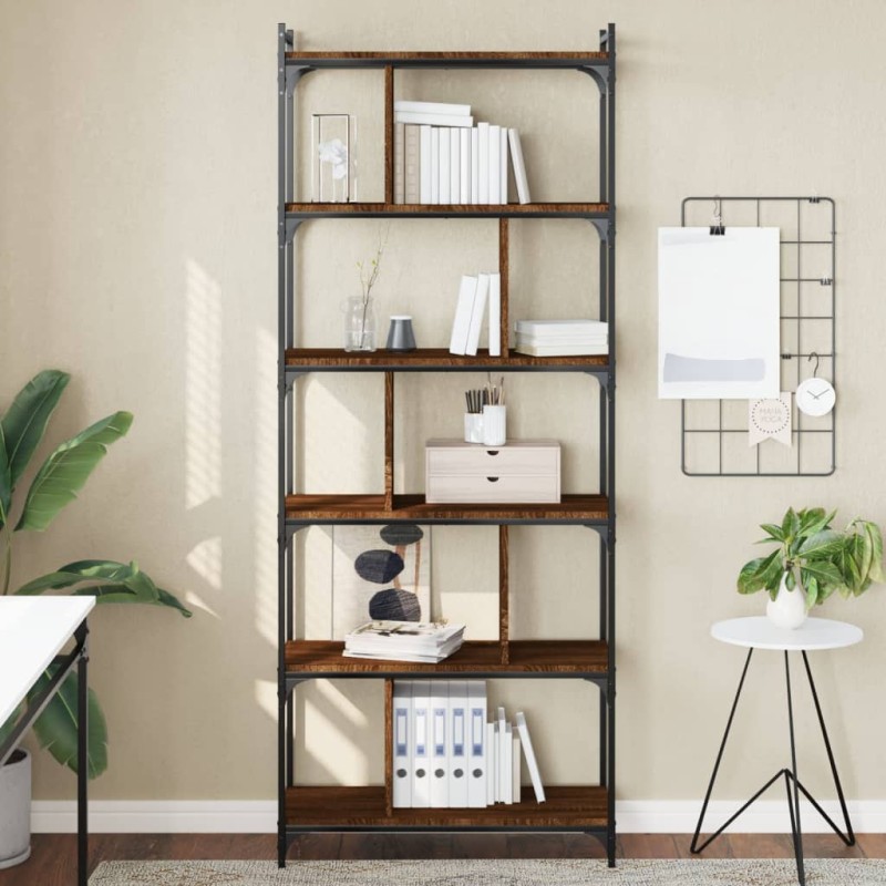 vidaXL Libreria Rovere Marrone 6 Ripiani 76x32x192cm Legno Multistrato vidaXL Libreria Rovere Marrone 6 Ripiani 76x32x192cm Legno Multistrato
