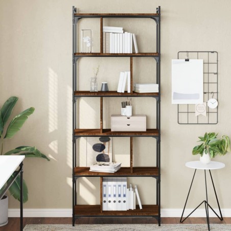 vidaXL Libreria Rovere Marrone 6 Ripiani 76x32x192cm Legno Multistrato