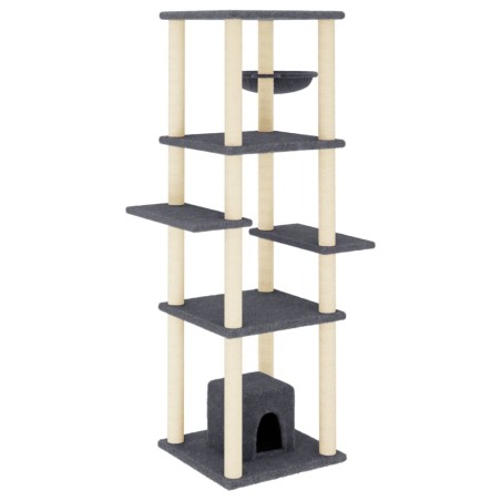 vidaXL Albero per Gatti con Tiragraffi in Sisal Grigio Scuro 154 cm
