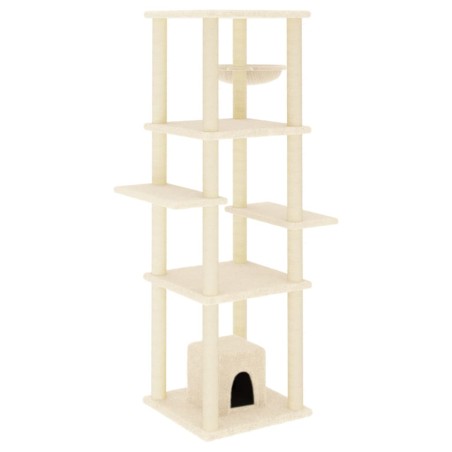 vidaXL Albero per Gatti con Tiragraffi in Sisal Crema 154 cm