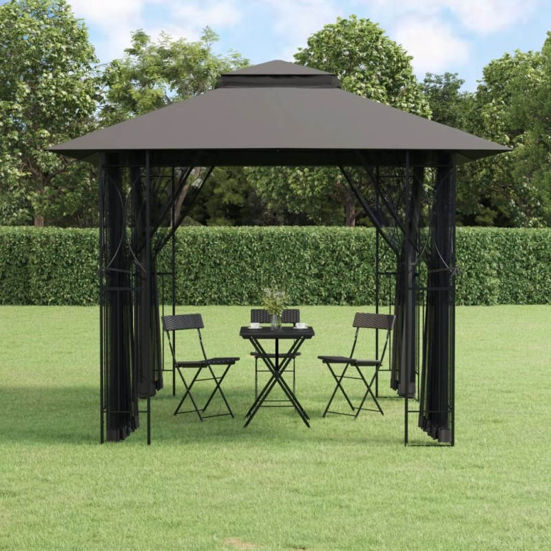 vidaXL Gazebo con Pareti Laterali Antracite 300x300x270 cm Acciaio vidaXL Gazebo con Pareti Laterali Antracite 300x300x270 cm Acciaio