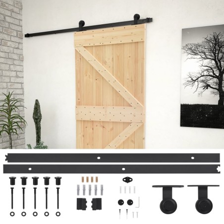vidaXL Porta Scorrevole con Set Hardware 80x210 cm in Legno di Pino