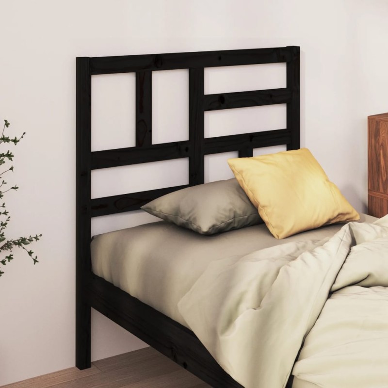 Testiera per Letto Nera 81x4x104 cm in Legno Massello di Pino Testiera per Letto Nera 81x4x104 cm in Legno Massello di Pino