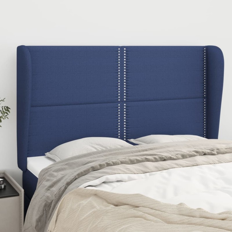Testiera ad Orecchio Blu 147 x 23 x 118/128 cm in Tessuto Testiera ad Orecchio Blu 147 x 23 x 118/128 cm in Tessuto
