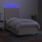 vidaXL Letto a Molle con Materasso e LED Crema 100x200cm in Tessuto vidaXL Letto a Molle con Materasso e LED Crema 100x200cm in Tessuto