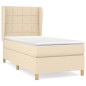 vidaXL Giroletto a Molle con Materasso Crema 100x200 cm in Tessuto
