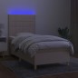 vidaXL Letto a Molle con Materasso e LED Crema 100x200cm in Tessuto vidaXL Letto a Molle con Materasso e LED Crema 100x200cm in Tessuto