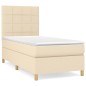 vidaXL Giroletto a Molle con Materasso Crema 100x200 cm in Tessuto