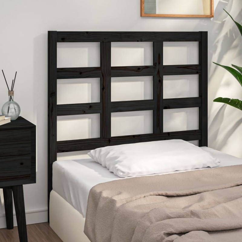 Testiera per Letto Nera 105,5x4x100cm in Legno Massello di Pino Testiera per Letto Nera 105,5x4x100cm in Legno Massello di Pino