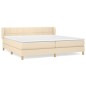 vidaXL Giroletto a Molle con Materasso Crema 200x200 cm in Tessuto