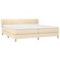 vidaXL Giroletto a Molle con Materasso Crema 200x200 cm in Tessuto