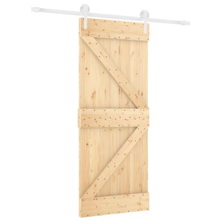 vidaXL Porta Scorrevole con Set Hardware 85x210 cm Legno Massello Pino