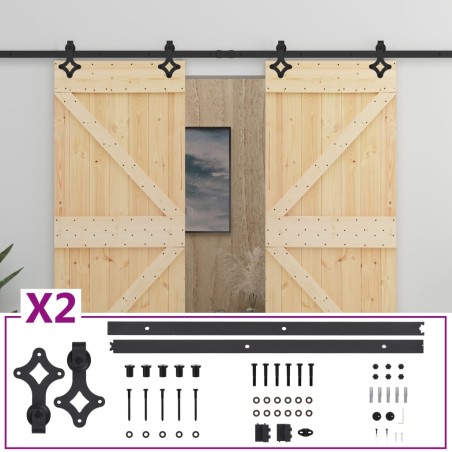 vidaXL Porta Scorrevole con Set Hardware 80x210 cm in Legno di Pino
