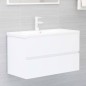 vidaXL Set Mobili da Bagno Bianco in Truciolato vidaXL Set Mobili da Bagno Bianco in Truciolato