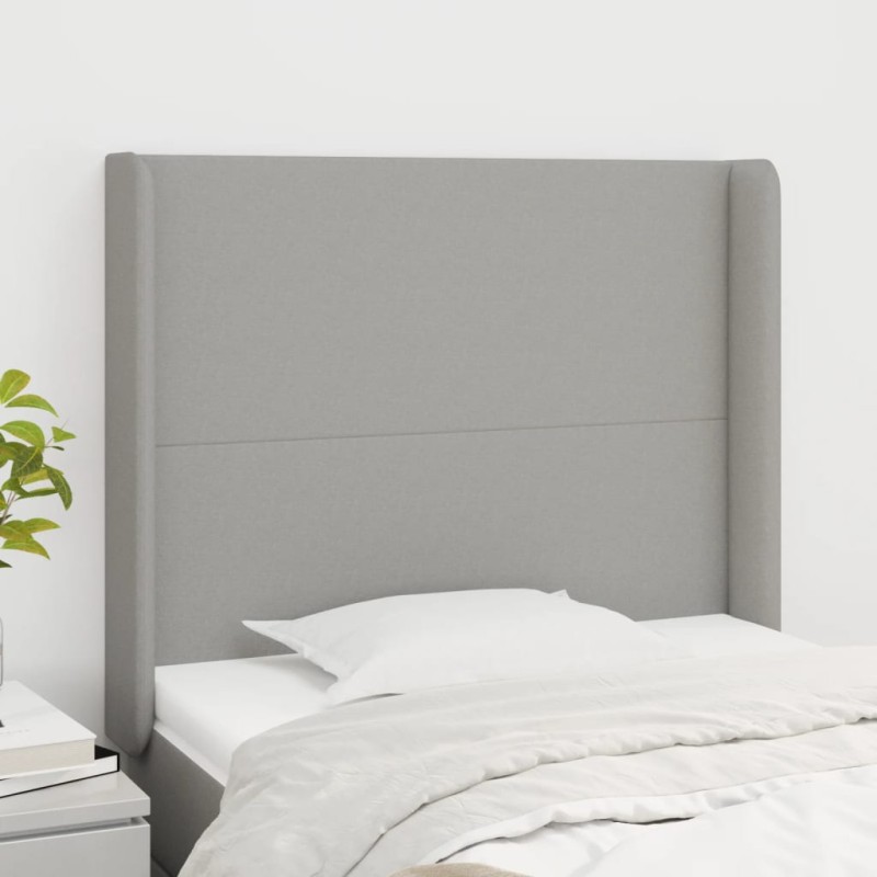 vidaXL Testiera ad Orecchio Grigio Chiaro 93x16x118/128 cm in Tessuto vidaXL Testiera ad Orecchio Grigio Chiaro 93x16x118/128 cm in Tessuto