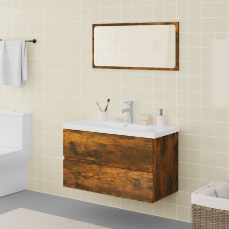 vidaXL Set di Mobili da Bagno Rovere Fumo in Legno Multistrato