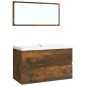 vidaXL Set di Mobili da Bagno Rovere Fumo in Legno Multistrato vidaXL Set di Mobili da Bagno Rovere Fumo in Legno Multistrato