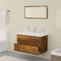 vidaXL Set di Mobili da Bagno Rovere Fumo in Legno Multistrato vidaXL Set di Mobili da Bagno Rovere Fumo in Legno Multistrato