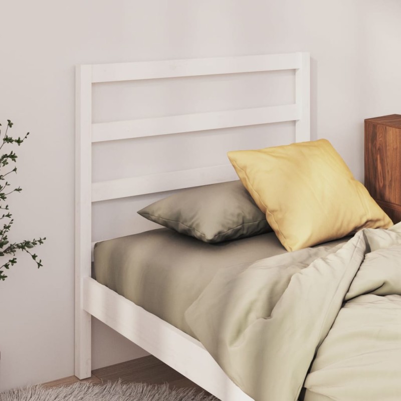 Testiera per Letto Bianca 81x4x100 cm in Legno Massello di Pino Testiera per Letto Bianca 81x4x100 cm in Legno Massello di Pino