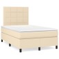 vidaXL Giroletto a Molle con Materasso Crema 120x200 cm in Tessuto
