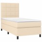 vidaXL Giroletto a Molle con Materasso Crema 100x200 cm in Tessuto