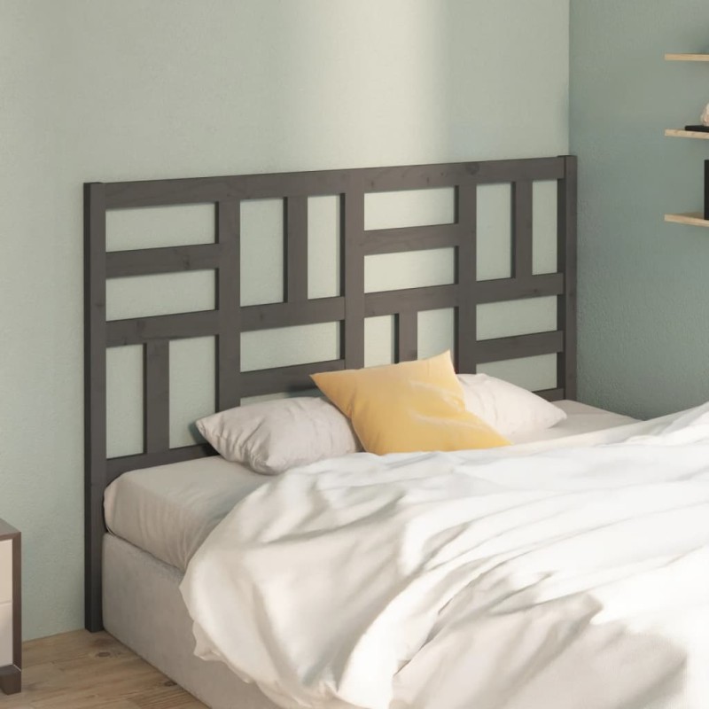Testiera per Letto Grigia 126x4x104cm in Legno Massello di Pino Testiera per Letto Grigia 126x4x104cm in Legno Massello di Pino