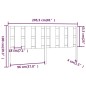 Testiera per Letto Nera 205,5x4x100cm in Legno Massello di Pino