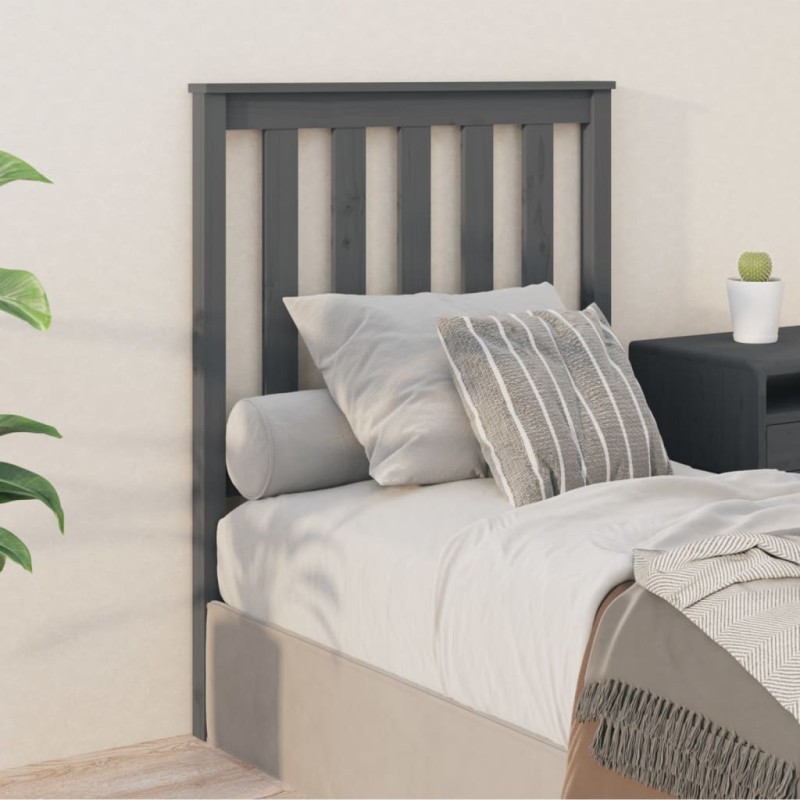 Testiera per Letto Grigia 81x6x101 cm in Legno Massello di Pino Testiera per Letto Grigia 81x6x101 cm in Legno Massello di Pino