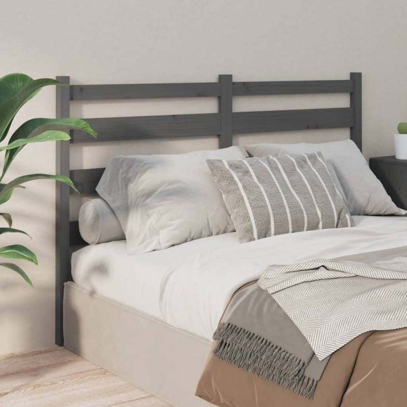 Testiera per Letto Grigia 166x4x100cm in Legno Massello di Pino Testiera per Letto Grigia 166x4x100cm in Legno Massello di Pino